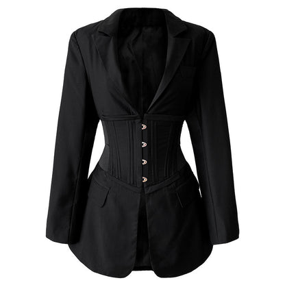 Fashionable New Women's Clothing Waist Elegant Slim Solid Color Suit