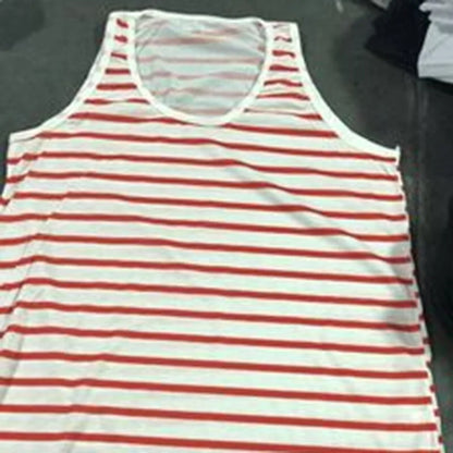 2020 Men's Striped Sleeveless O Neck Tank Tops for Summer Beach and Holidays