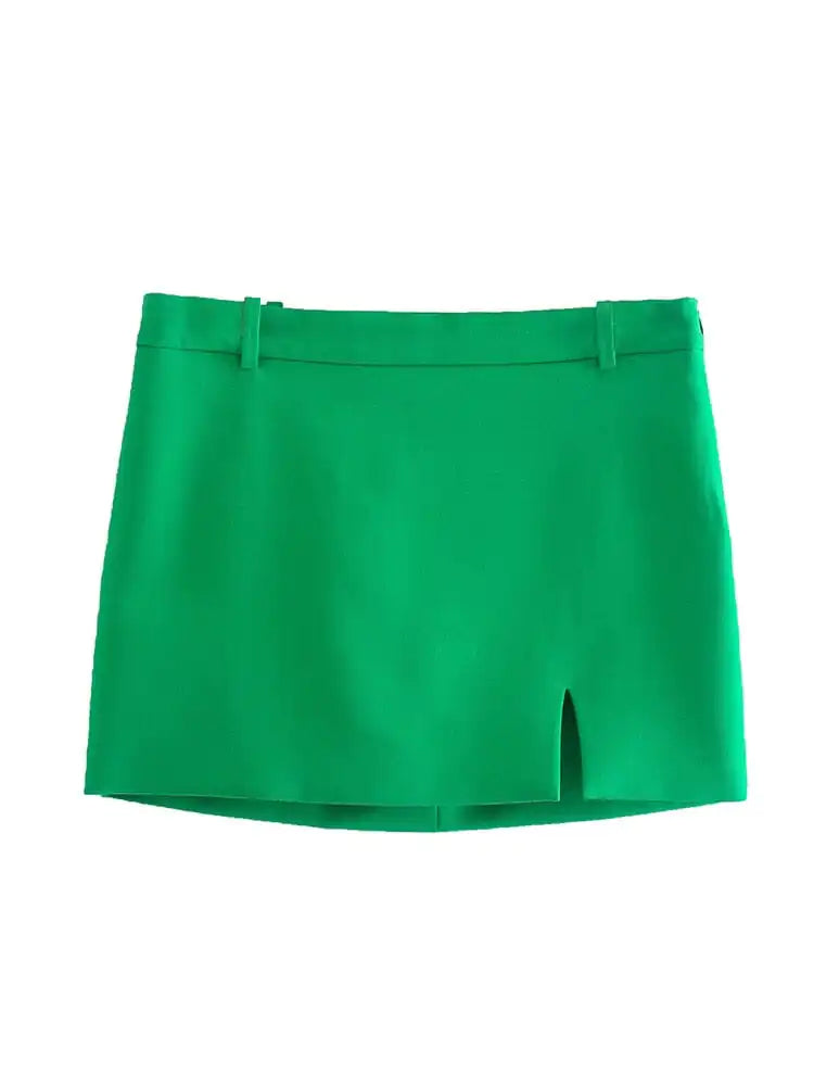 Green Straight Blazer Skirt