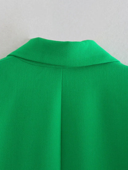 Green Straight Blazer Skirt